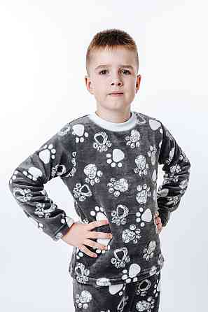 Пижама детская, тёплая, тёмно-серая, топ Крохатушка одяг Киев