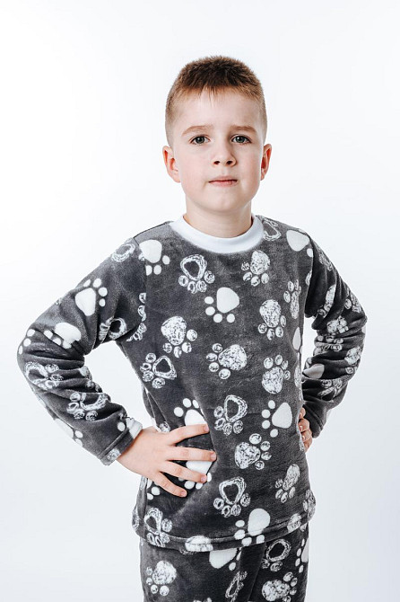 Пижама детская, тёплая, тёмно-серая, топ Крохатушка одяг Киев - изображение 3