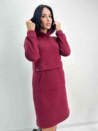 Тепле плаття-худі на флісі "Solo" оптом | Норма і батал Бордовий, 46-48 Київ