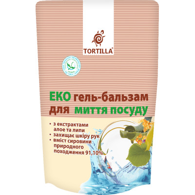 Средство для ручного мытья посуды Tortilla Эко гель-бальзам запаска 500 мл (4820178061421) Винница - изображение 1