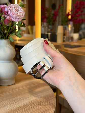 Білий жіночий шкіряний ремінь 6231 Київ