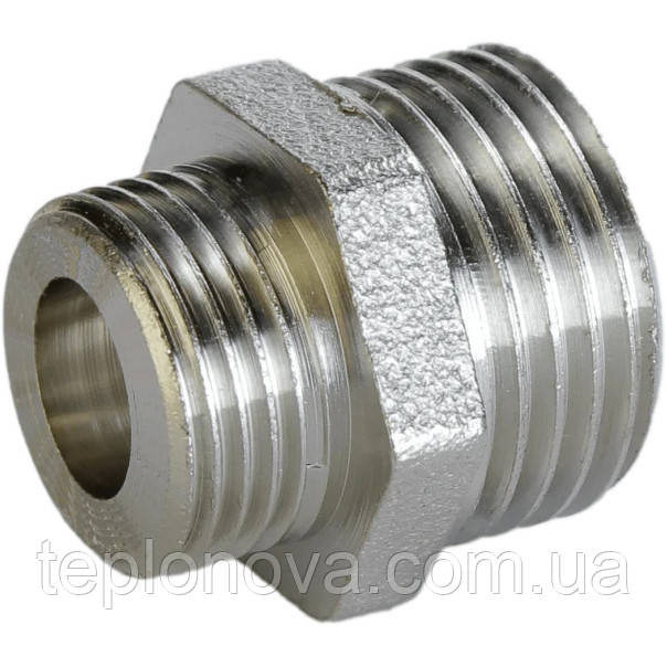 Ниппель редукционный никелированный 1/2″НР х 3/8″НР штампованный под прокладку А0542-1А(нк) VA Черновцы - изображение 1