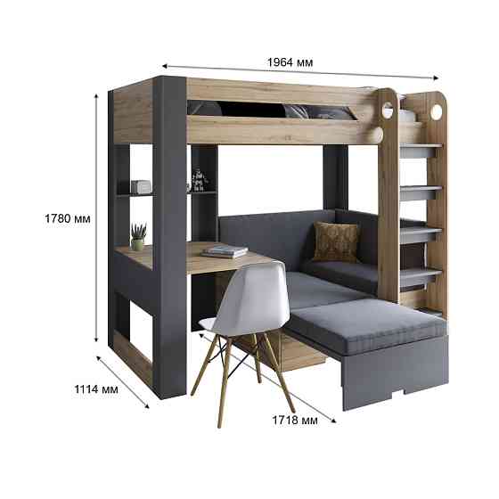 Дитяче двоярусне ліжко LION Флай 90х190 см з вбудованим столом Німфея Альба (білий) (LION-041643) ТОП Львів