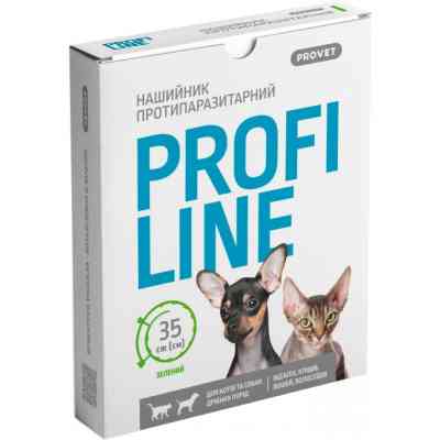 Ошейник для животных ProVET Profiline инсектоакарицид 35 см зеленый (4823082430970) Винница