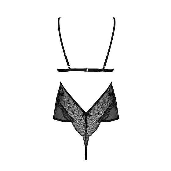 Боди Passion AMBERLY BODY 6XL/7XL black, ассиметричный крой, кружевной лиф, золотая нить Sex Aura Киев
