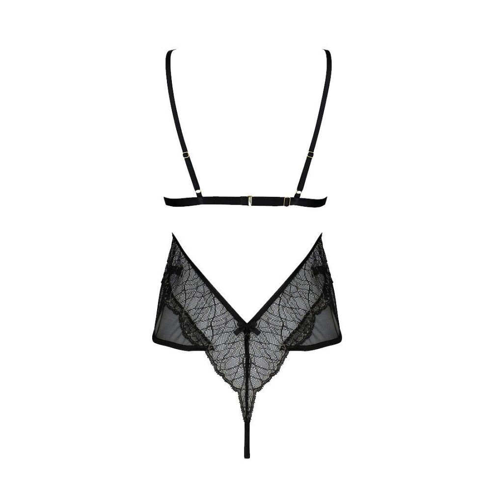 Боди Passion AMBERLY BODY 6XL/7XL black, ассиметричный крой, кружевной лиф, золотая нить Sex Aura Киев - изображение 4