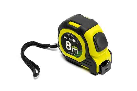 WERTVOLL Рулетка WERTVOLL 8 м×25 мм дві кнопки AUTOSTOP покриття TPR нейлонове покриття протико Київ