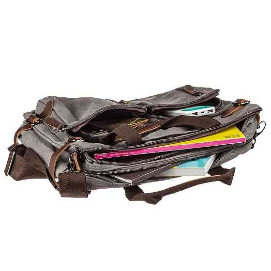 Сумка-трансофрмер текстильная большая Vintage 20151 Серая Киев