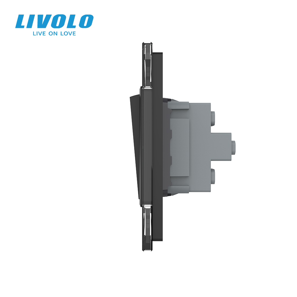 LIVOLO Трьохклавішний вимикач (1-2) Livolo чорний скло (VL-C7K1K2-12) Коломия - фото 7