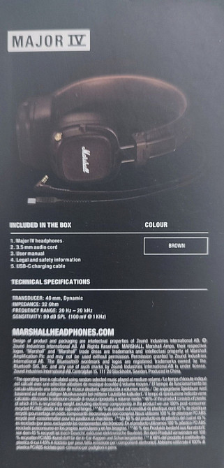 Навушники Bluetooth Marshall Major 4, коричньового кольору Киев - изображение 1