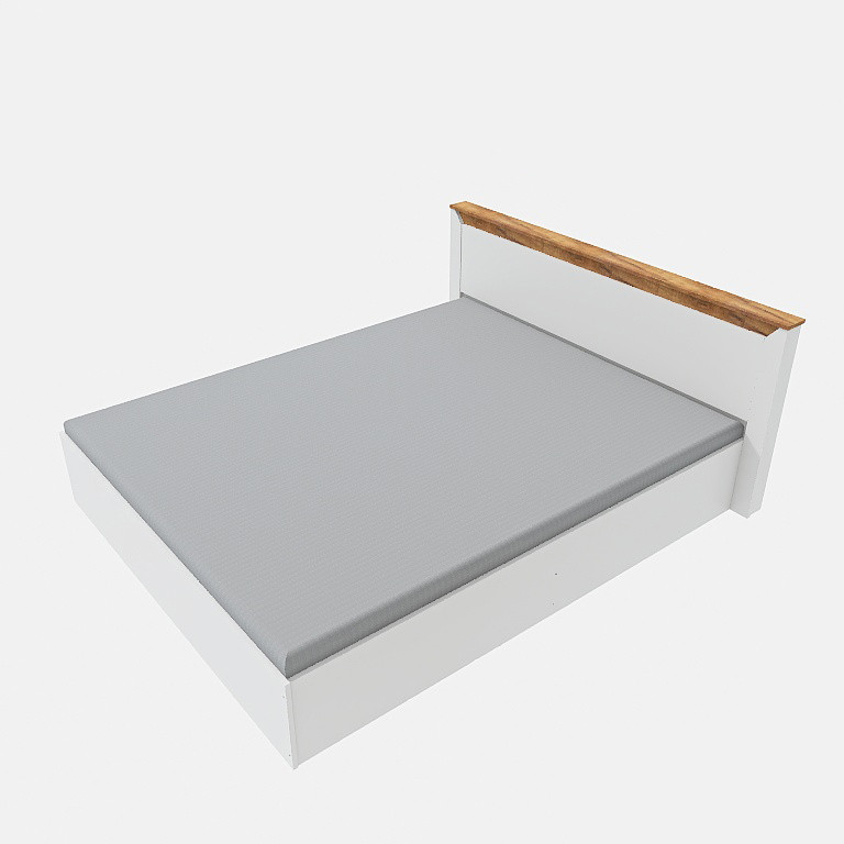 Кровать двуспальная Эверест Нордик-1400 (щит ДСП под матрас) 140х200 см Белый + Дуб крафт золотой (DTM-5551) Днепр - изображение 3