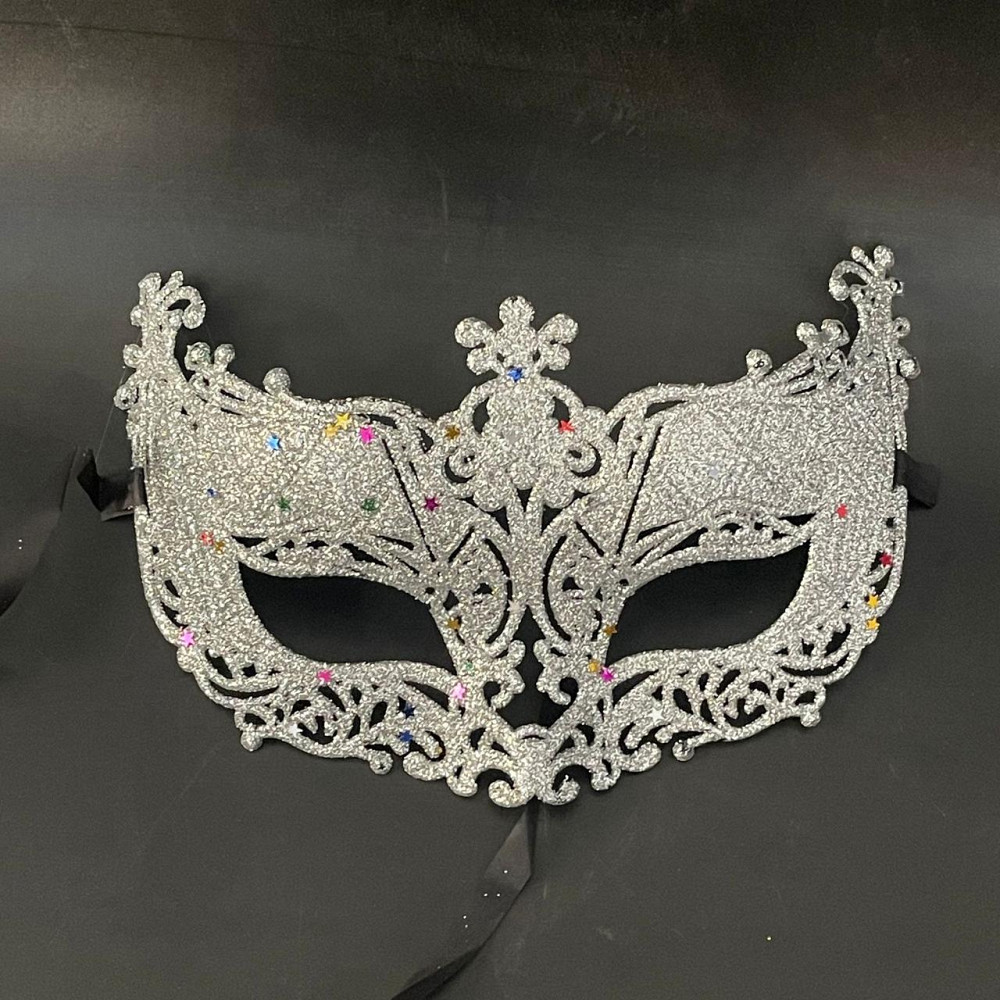 Маска карнавальна жіноча з блискітками one size сріблястий Київ - фото 1