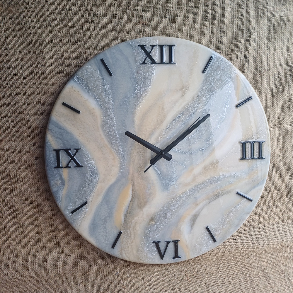 Годинник настінний 40 см з епоксидної смоли ручної роботи Дніпро - фото 1