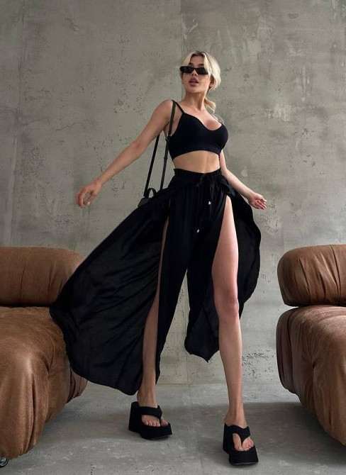 Жіночі легкі штани з розрізами американський креп 48/50 Одеса - фото 4