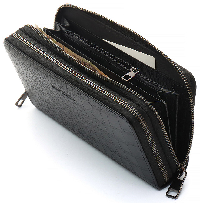 Чорний гаманець-клатч з натуральної шкіри Marco Coverna Київ - фото 6