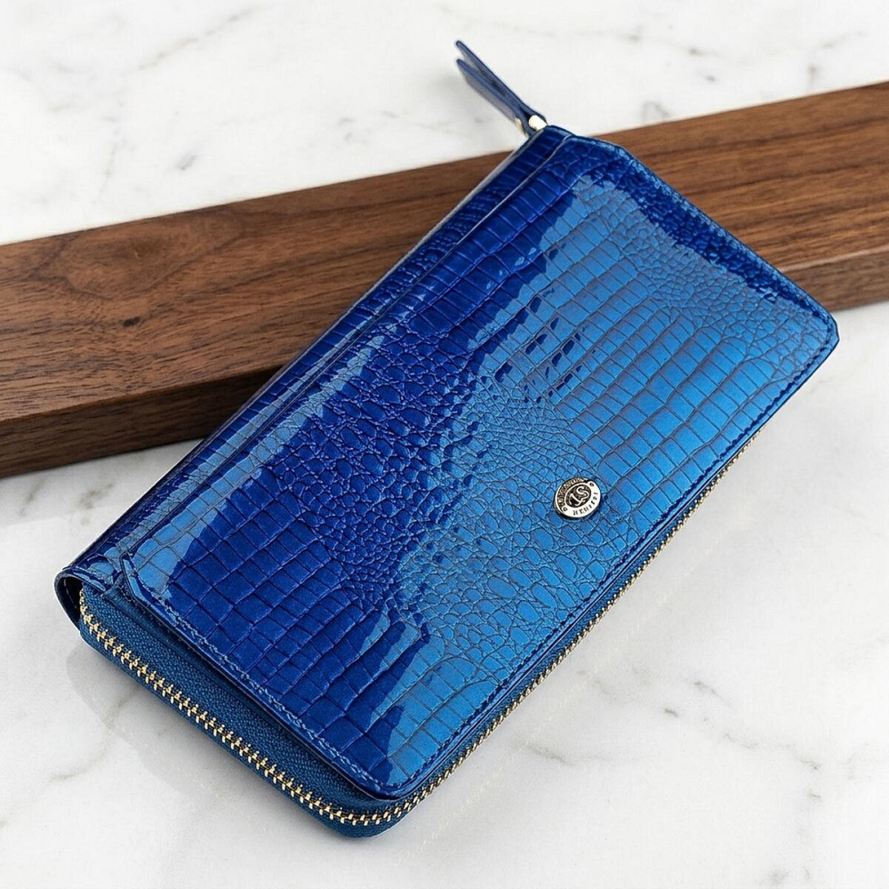 Кошелек женский ST Leather 18435 (S7001A) лакированный Синий Киев - изображение 8