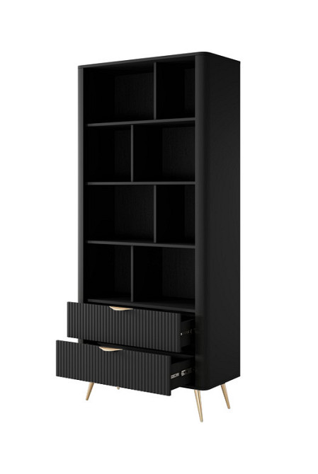 Стелаж Perfect Home Ланте / Lante 2S з 2 шухлядами і золотими ніжками Чорний (PFH-091189) Дніпро - фото 2