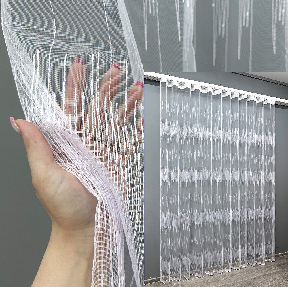 Тюль VR-Textil 1730т Фатин з вишивкою Холодний білий 400х270 см (42-0844) Київ - фото 1