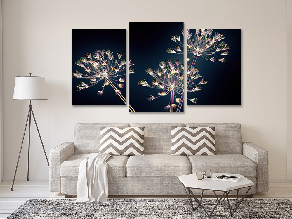 Модульна картина у вітальню/ спальню Квіти на чорному фоні Art-512_3 100x150 см Київ - фото 2