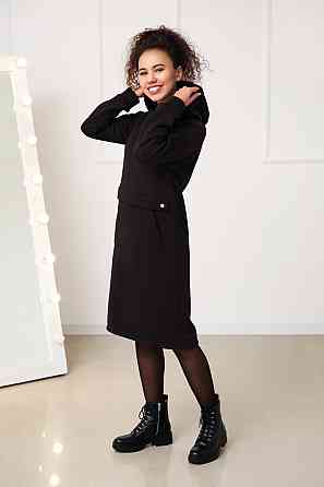 Тепле плаття-худі на флісі "Solo" оптом | Норма і батал Чорний, 42-44 Київ