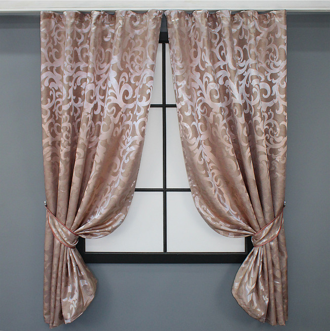 Комплект коротких штор VR-Textil Жаккард Вензель № 090ш Пудровый 130х170 см 2 шт (35-0013) Киев - изображение 1