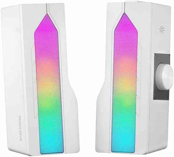 Саундбар Mars Gaming MSDUO белый 2.0 Bluetooth 5.0 AUX USB RGB mesh DSP 15W для ПК TV Киев