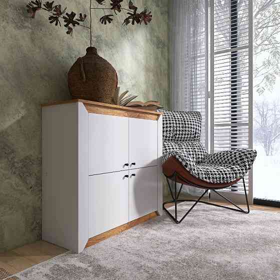 Тумба 4-х дверна закрита Еверест Нордік-980 98х38х92 см Білий + Дуб крафт золотий (DTM-5527) Львів