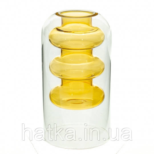 Ваза скляна фігурна 15*8 см "Сонячне тепло" жовте скло 8605-021 Київ - фото 1