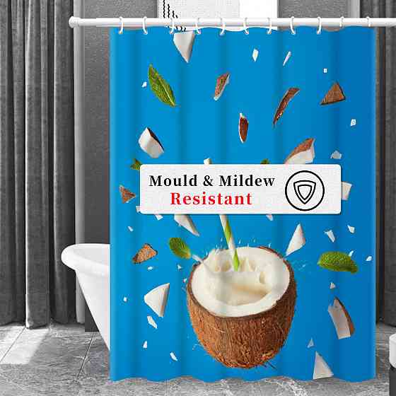 Шторка для ванны из полиэстера водонепроницаемая Bathlux 180x180 см с кольцами, занавеска для ванной комнаты Каменец-Подольский