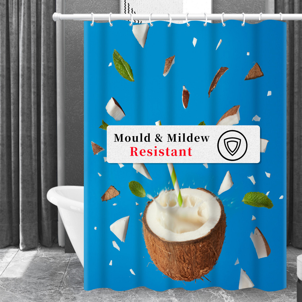 Шторка для ванны из полиэстера водонепроницаемая Bathlux 180x180 см с кольцами, занавеска для ванной комнаты Каменец-Подольский - изображение 2