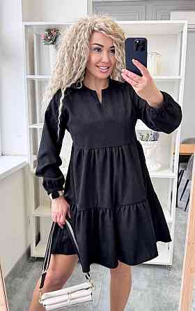 Жіноче базове повсякденне плаття мікровельвет Чорний, 46/48 Одеса