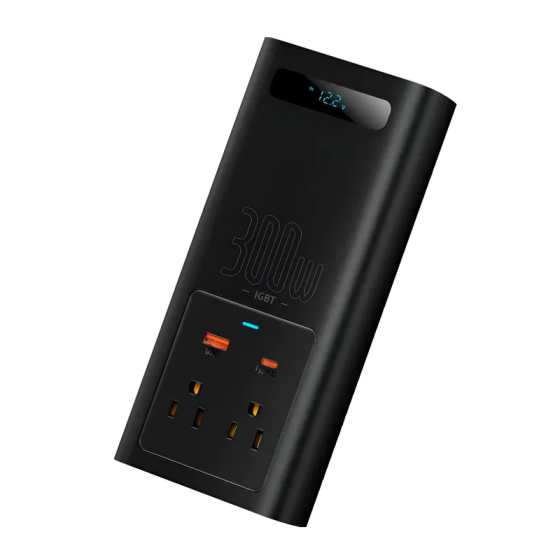 Автомобильный инвертор для электросамокатов Baseus IGBT Power Inverter 300W (110V US/JP ) Black + переходник Ковель