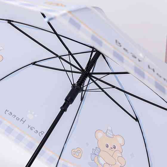 Класична дитяча парасолька-тростина напівавтомат з поліестеру міцна надійна 8 спиць діаметр 94 см Блакитний HP-23-11BL Коломыя