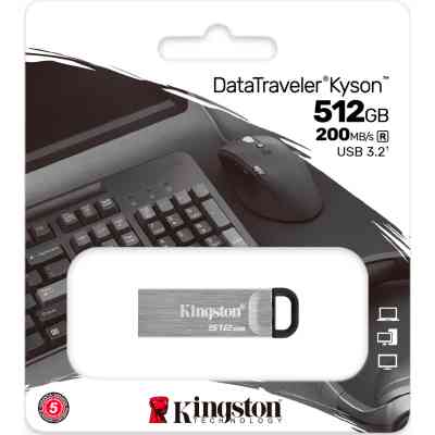 USB флеш накопитель Kingston 512GB DataTraveler Kyson Silver/Black USB 3.2 (DTKN/512GB) Винница
