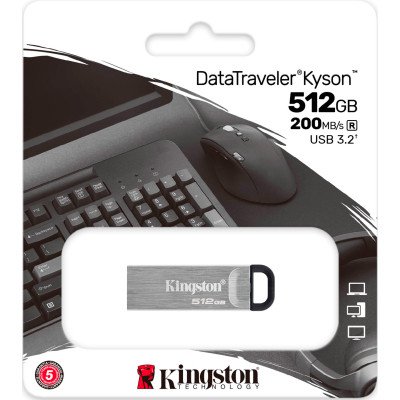 USB флеш накопитель Kingston 512GB DataTraveler Kyson Silver/Black USB 3.2 (DTKN/512GB) Винница - изображение 3