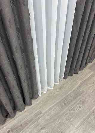 Шторна тканина Льон Букле колір графітовий 1890ш Київ