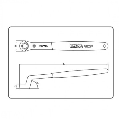 Ключ Toptul діелектричний накидний (кут 75 °) 18мм 1000V VDE (AAAW1818V4) Вінниця - фото 2