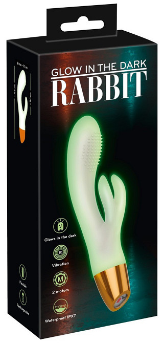 Світний вібратор у темряві Glow in the dark Rabbit 10 режимів вібрації Sex Aura Київ - фото 1