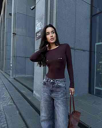 Жіночий базовий боді з акцентним пірсингом на грудях віскоза Шоколад, 46/48 Одеса