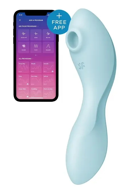 Вакуумный смарт-стимулятор с вибрацией Satisfyer Curvy Trinity 5 (Blue), управление со смартфона Львов - изображение 1