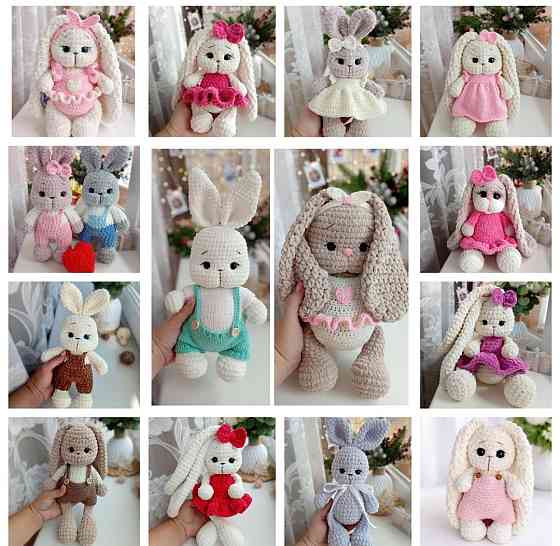 В наявності! В'язані іграшки, м'які іграшки, зайка, ведмедик, плюшеві Харьков