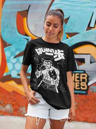 Футболка для хлопчика з аніме принтом Хаджіме Но Іппо Такамура оверсайз (зріст від 165 до 180) Чорний AnimeJ0418m Дніпро