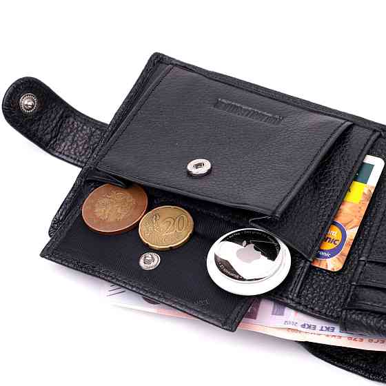 Чоловічий горизонтальний гаманець із натуральної шкіри ST Leather 22466 Чорний Київ