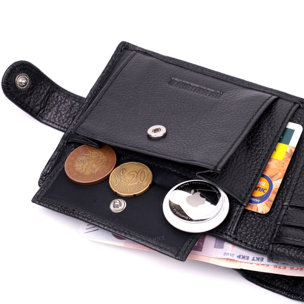 Чоловічий горизонтальний гаманець із натуральної шкіри ST Leather 22466 Чорний Київ - фото 4