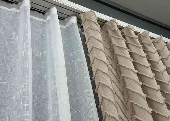 Шторная ткань Лен Букле цвет бежевый 1812ш Киев