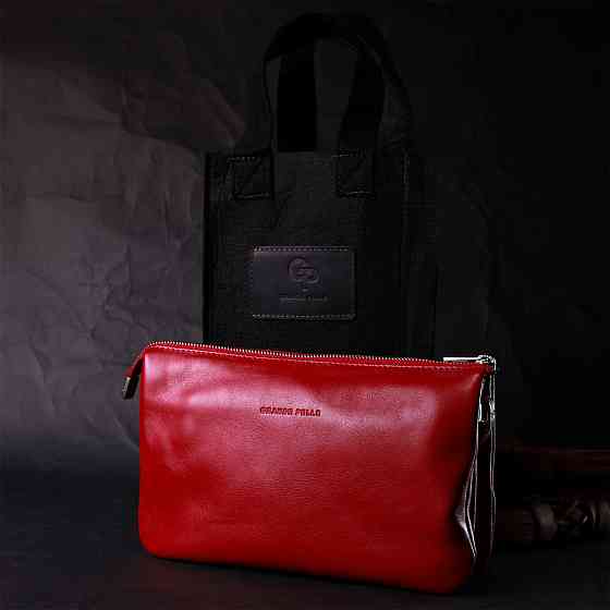 Яскравий жіночий клатч із натуральної шкіри Червоний (GRANDE PELLE) Київ