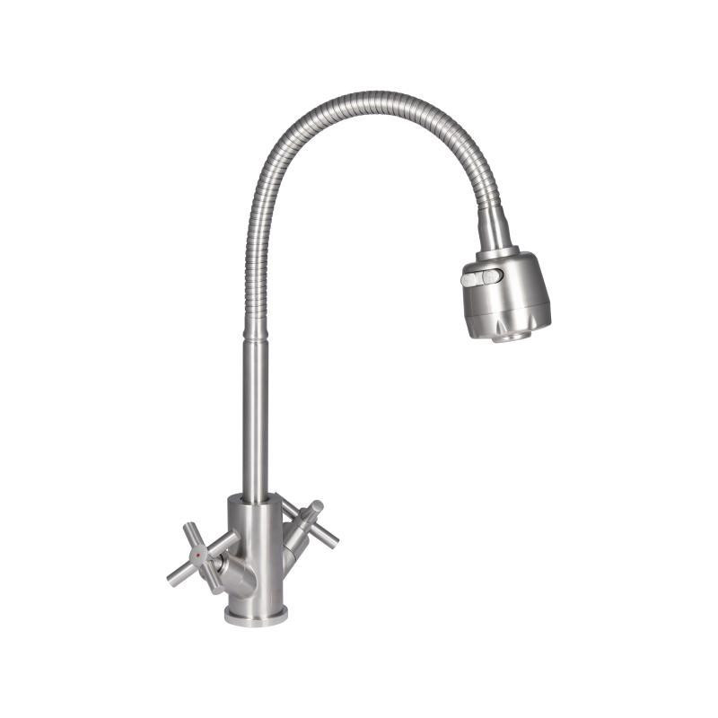 Смеситель для кухни Lidz Wind 13R-SFS, U- образный, гибкий Киев - изображение 1