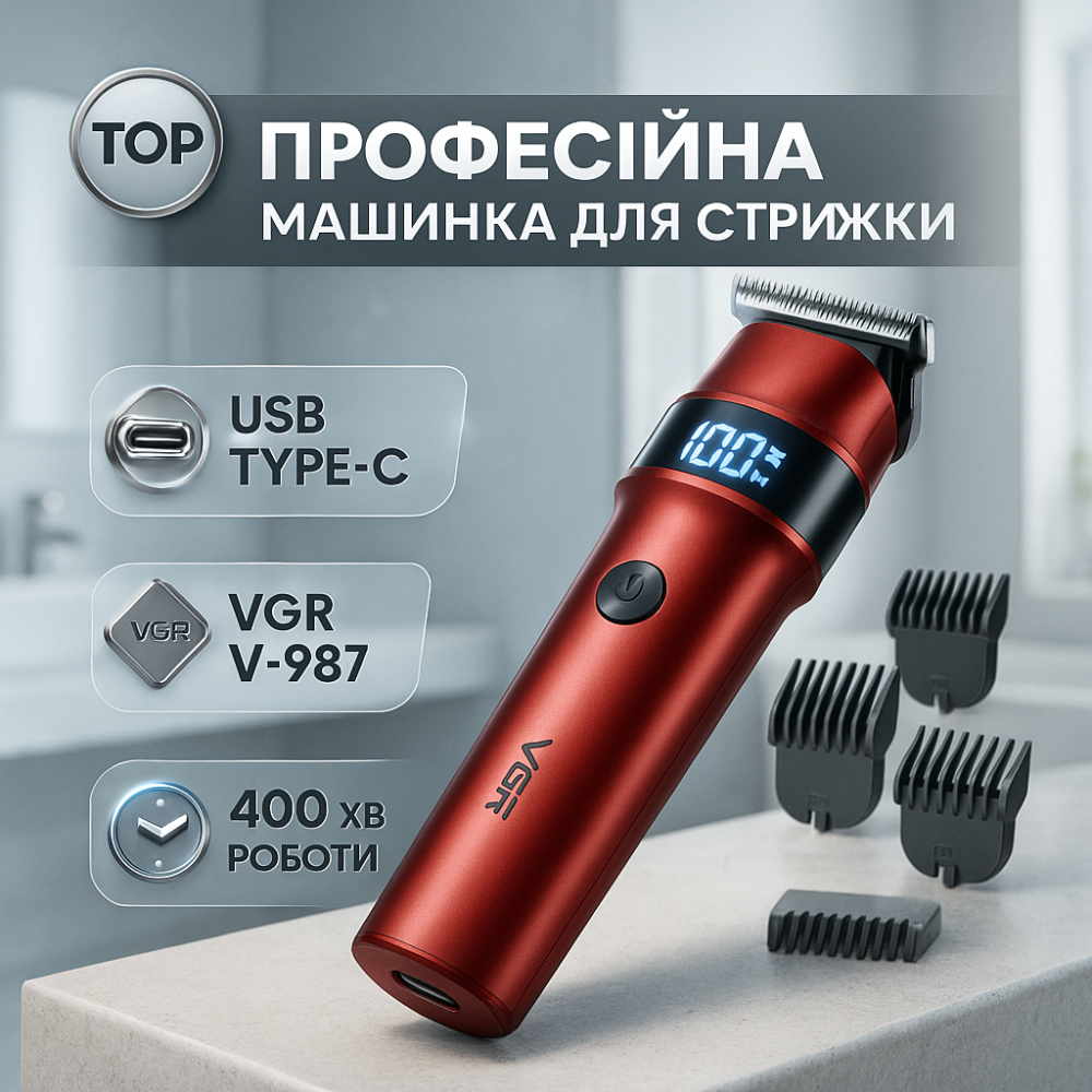 Электрическая аккумуляторная машинка для стрижки VGR V-987, Триммер для сложной стрижки волос KH-91 Львов - изображение 15