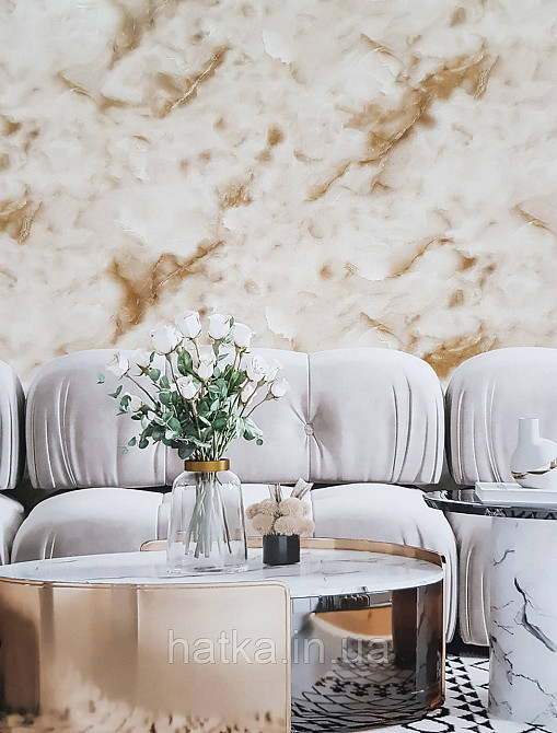 Шпалери вінілові на флізеліні гарячого тиснення DU&KA 1.06х10 вензель основа під штукатурку сірі коричневі Київ - фото 1