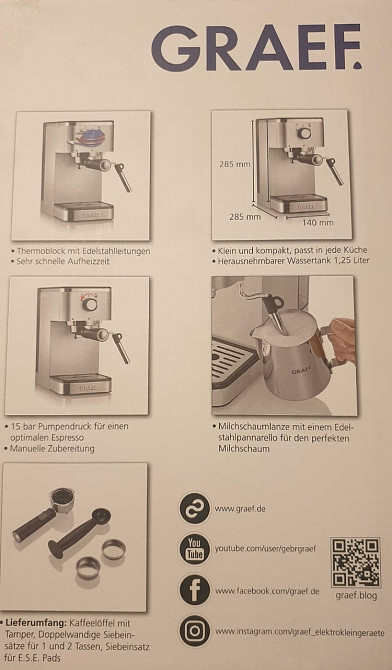 Кавомашина еспресо GRAEF Salita ES400+подарунок (нова, Німеччина) Київ - фото 2